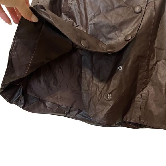 Zara S brown faux leather mini skirt snap closure small women’s EUC wrap - Picture 3 of 6